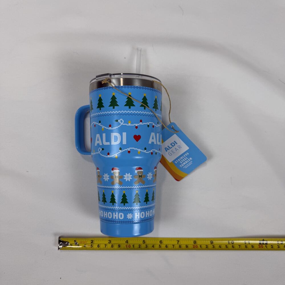 ALDI GEAR Christmas‎ Holiday Ugly Sweater Stainless Steel Tumbler